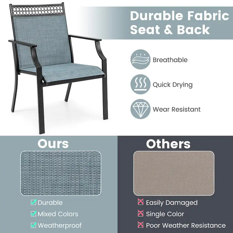 Costway Patio Chairs Set of 2 with All Weather Breathable Fabric High - See Details