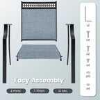 Costway Patio Chairs Set of 2 with All Weather Breathable Fabric High - See Details