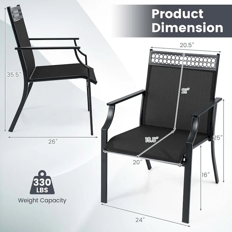 Costway Patio Chairs Set of 2 with All Weather Breathable Fabric High - See Details