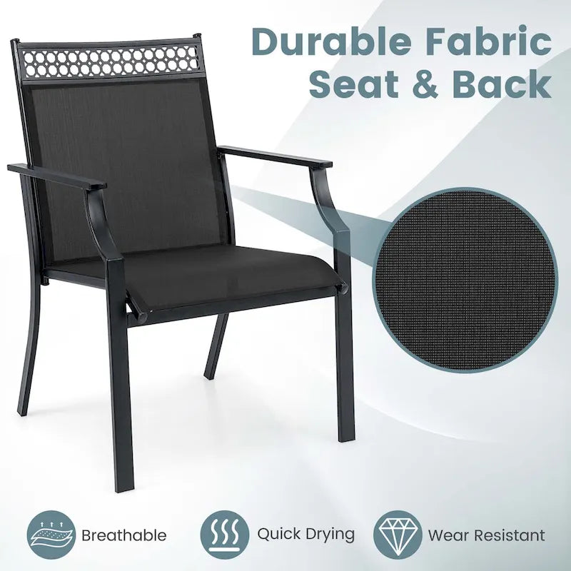 Costway Patio Chairs Set of 2 with All Weather Breathable Fabric High - See Details