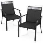 Costway Patio Chairs Set of 2 with All Weather Breathable Fabric High - See Details