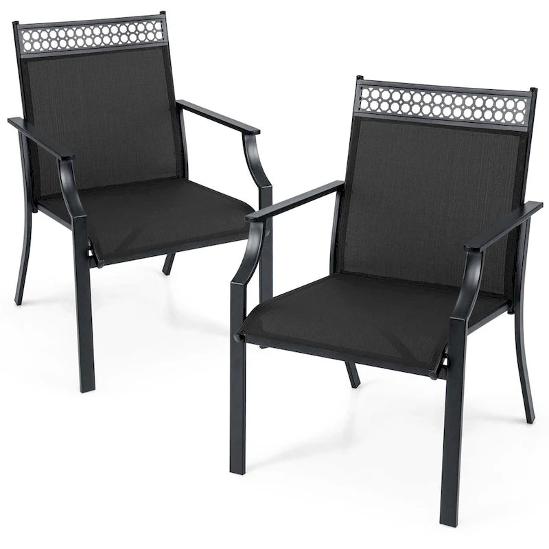 Costway Patio Chairs Set of 2 with All Weather Breathable Fabric High - See Details