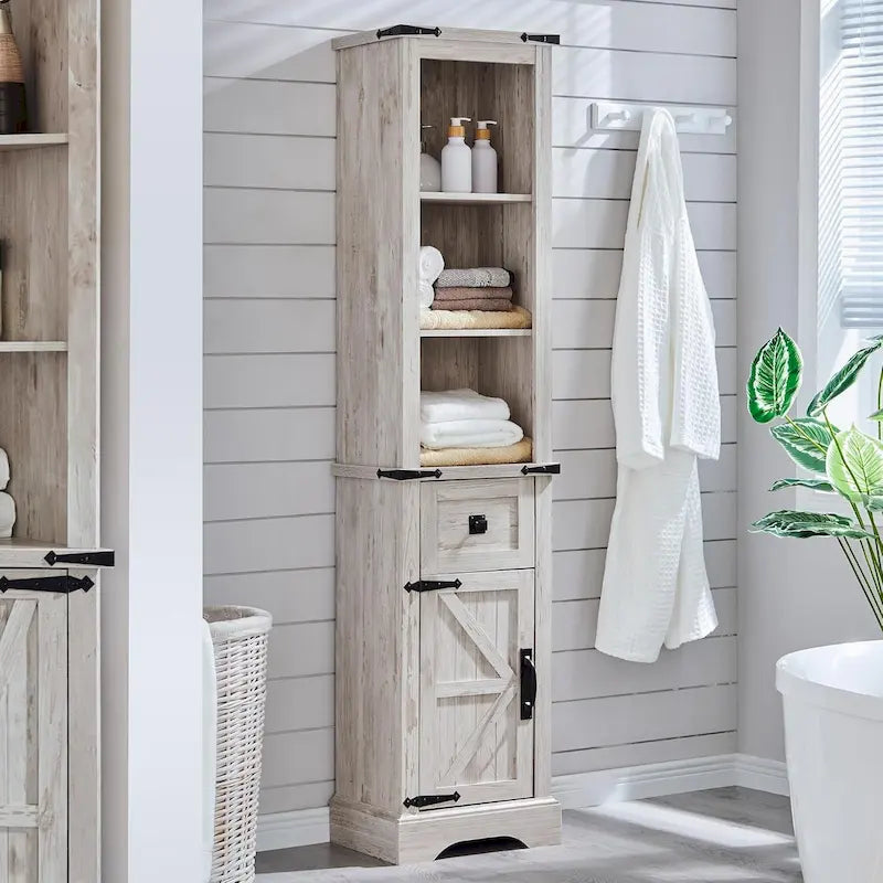 Farmhouse Slim Bathroom Storage Cabinet, 68 Tall Storage Cabinet