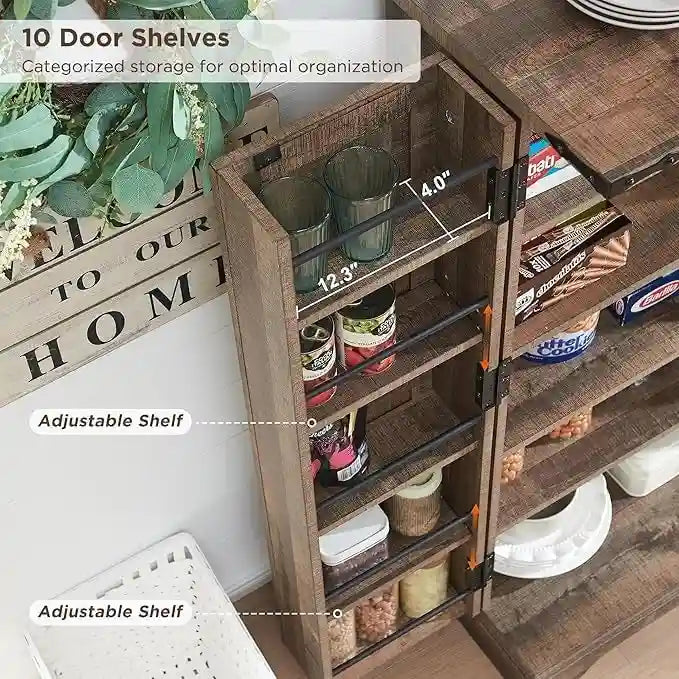 47 Farmhouse Kitchen Pantry, Storage Cabinet with Barn Doors - N/A