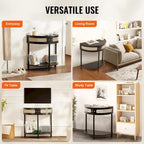 Half-Moon Rattan Console Table with Drawers & Sliding Door - 31.88 x 15.74 x 32.28 inch