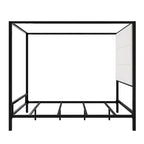 Canopy Bed with Velvet Upholstered Headboard Metal 4-Poster Bed Frame