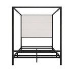 Canopy Bed with Velvet Upholstered Headboard Metal 4-Poster Bed Frame