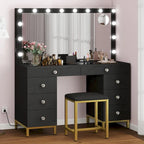 Moasis 8 Drawers Makeup Vanity Desk with Hollywood Lighted Mirror & Charging Station