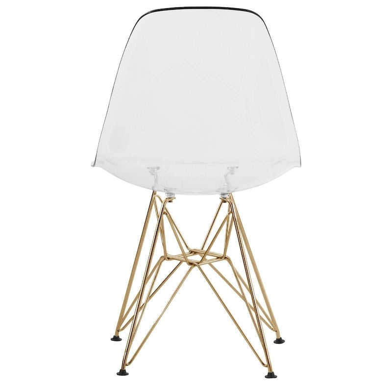 Bristol 5-Piece Dining Set 35 Round Table and 4 Plastic Chairs with Gold Base