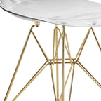 Bristol 5-Piece Dining Set 35 Round Table and 4 Plastic Chairs with Gold Base