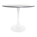 Bristol 5-Piece Dining Set 35 Round Table and 4 Plastic Chairs with Gold Base