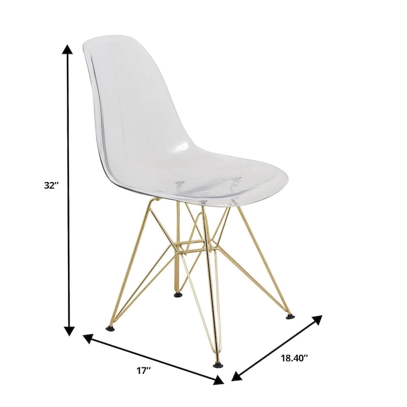 Bristol 5-Piece Dining Set 35 Round Table and 4 Plastic Chairs with Gold Base