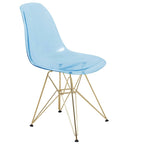Bristol 5-Piece Dining Set 35 Round Table and 4 Plastic Chairs with Gold Base