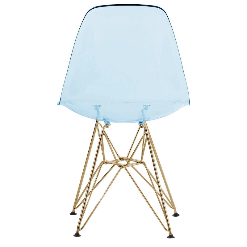Bristol 5-Piece Dining Set 35 Round Table and 4 Plastic Chairs with Gold Base