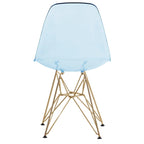 Bristol 5-Piece Dining Set 35 Round Table and 4 Plastic Chairs with Gold Base
