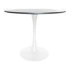 Bristol 5-Piece Dining Set 35 Round Table and 4 Plastic Chairs with Gold Base