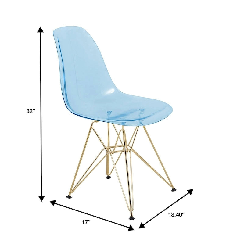 Bristol 5-Piece Dining Set 35 Round Table and 4 Plastic Chairs with Gold Base