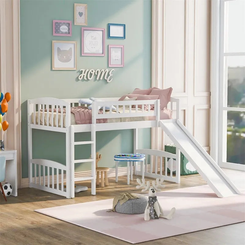 Merax Twin size Loft Bed with Slide and Ladder