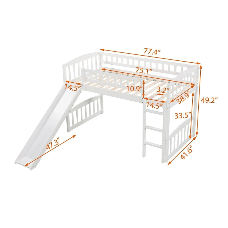 Merax Twin size Loft Bed with Slide and Ladder