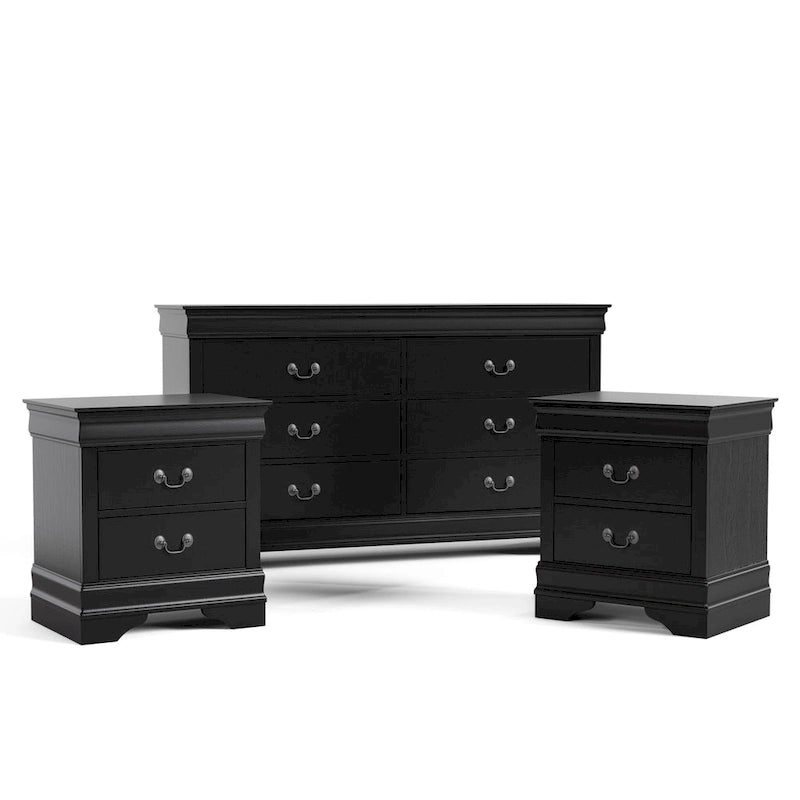 Furniture of America Devi Traditional 3-Piece Solid Wood Nightstand and Dresser Set
