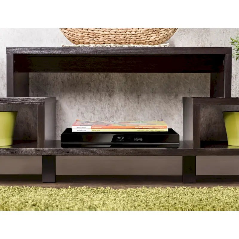 Furniture of America Rami Modern 3-Shelf Espresso Finish TV Stand, Sleek Media Console for Living Room Entertainment
