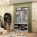 68.5inch Coat Rack Shoe Bench 4 in 1 Hall Tree Entryway Storage Bench