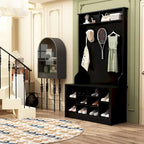 68.5inch Coat Rack Shoe Bench 4 in 1 Hall Tree Entryway Storage Bench