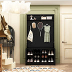 68.5inch Coat Rack Shoe Bench 4 in 1 Hall Tree Entryway Storage Bench