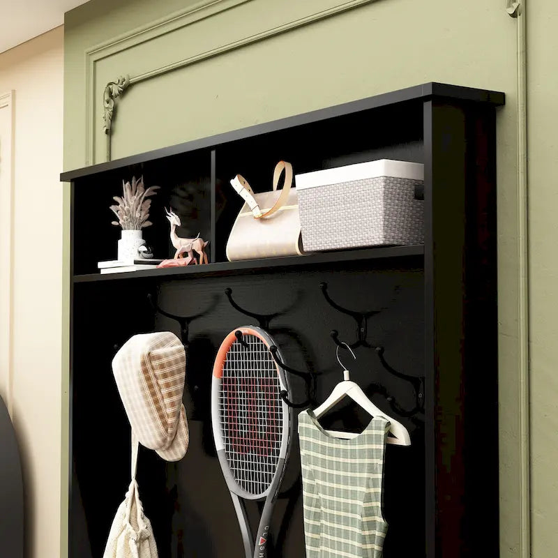 68.5inch Coat Rack Shoe Bench 4 in 1 Hall Tree Entryway Storage Bench