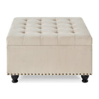 Large Square Storage Ottoman with Wooden Legs