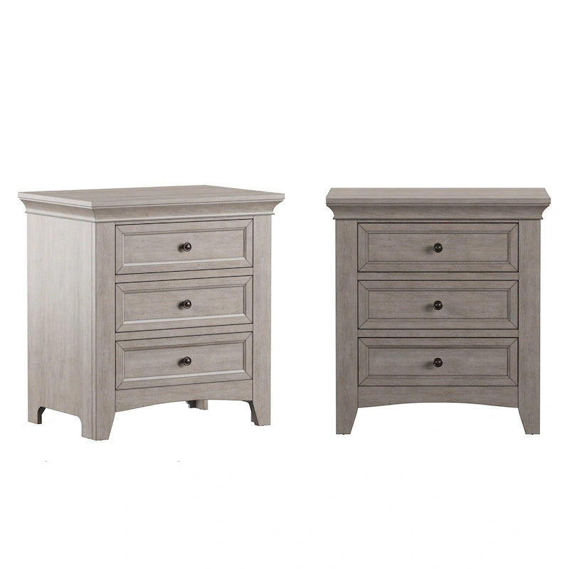 Varenna 3-Drawer Wood Modular Storage Nightstand with Charging Station
