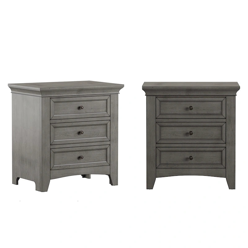 Varenna 3-Drawer Wood Modular Storage Nightstand with Charging Station