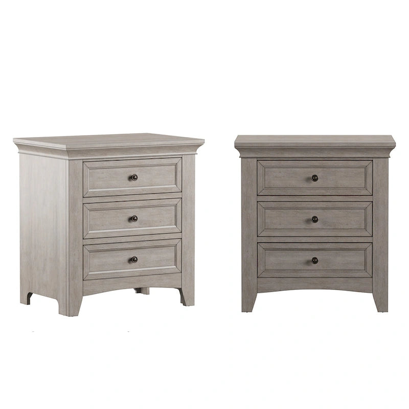 Varenna 3-Drawer Wood Modular Storage Nightstand with Charging Station