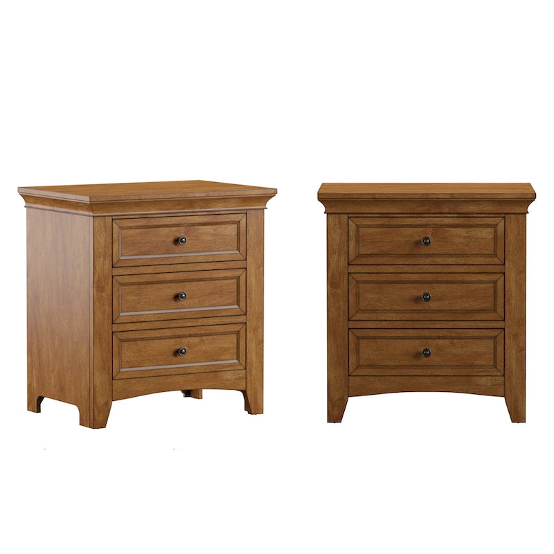 Varenna 3-Drawer Wood Modular Storage Nightstand with Charging Station