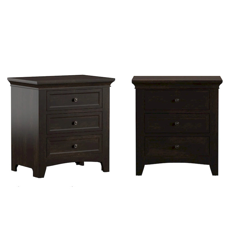 Varenna 3-Drawer Wood Modular Storage Nightstand with Charging Station