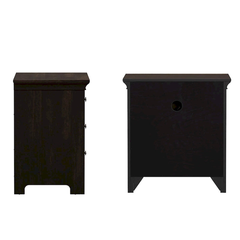 Varenna 3-Drawer Wood Modular Storage Nightstand with Charging Station
