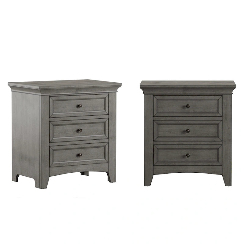 Varenna 3-Drawer Wood Modular Storage Nightstand with Charging Station