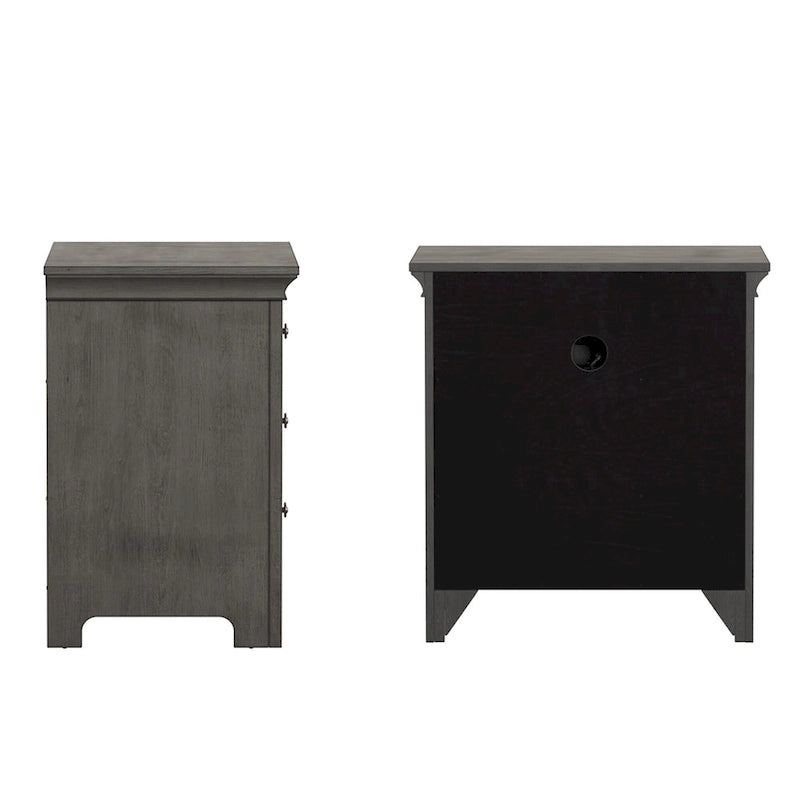 Varenna 3-Drawer Wood Modular Storage Nightstand with Charging Station