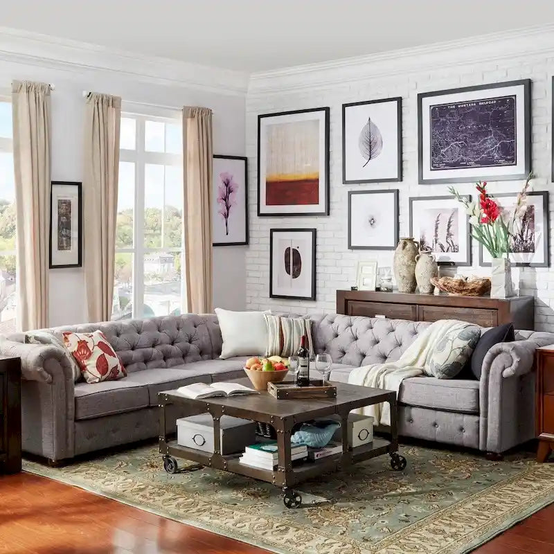 Knightsbridge Chesterfield L-shaped Sectional by iNSPIRE Q Artisan