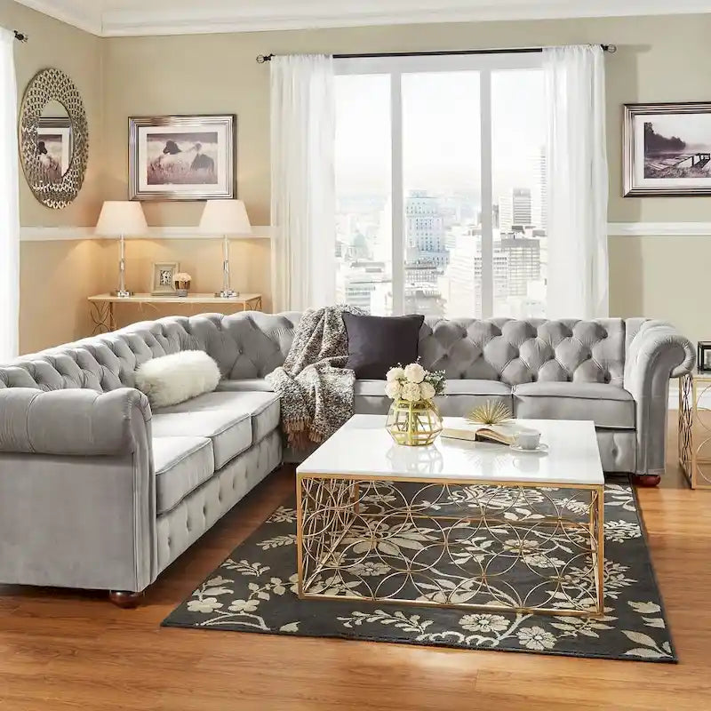Knightsbridge Chesterfield L-shaped Sectional by iNSPIRE Q Artisan