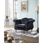 Hollywood Chesterfield Tufted Velvet Accent Chair with Round Throw Pillow - 39L x 35W x 34H