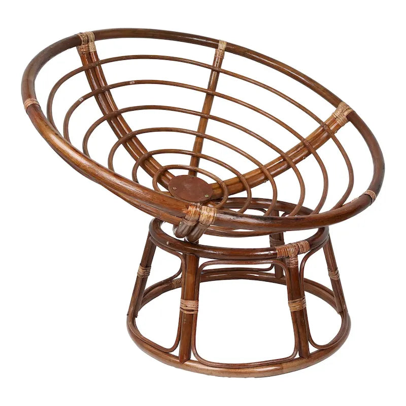 Bali 42-inch Rattan Papasan Chair with Solid All-Weather Cushion
