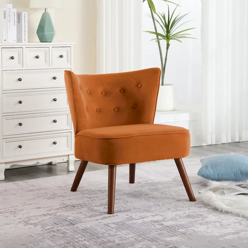 Tufted Velvet Accent Chair Upholstered Living Room Side Chair - 27.6 W x 28 D x 31.3 H