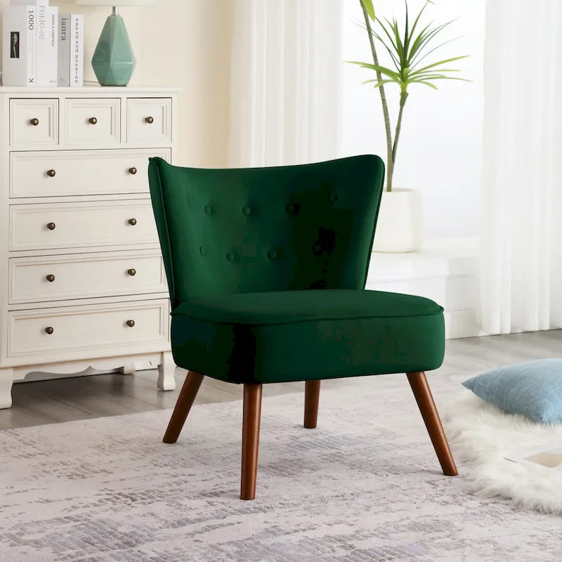 Tufted Velvet Accent Chair Upholstered Living Room Side Chair - 27.6 W x 28 D x 31.3 H
