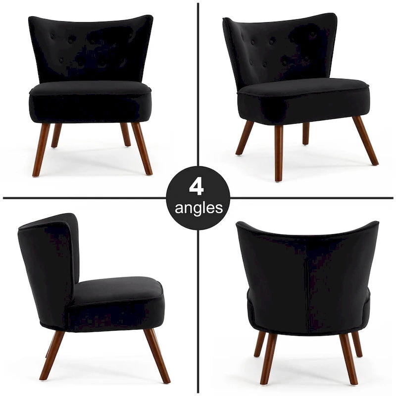 Tufted Velvet Accent Chair Upholstered Living Room Side Chair - 27.6 W x 28 D x 31.3 H