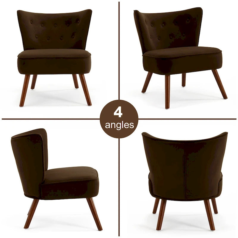Tufted Velvet Accent Chair Upholstered Living Room Side Chair - 27.6 W x 28 D x 31.3 H