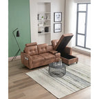HOMEFUN Velvet/PU/Fabric Upholstered Tufted L-Shape Sectional Storage Convertible Sofa
