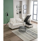 HOMEFUN Velvet/PU/Fabric Upholstered Tufted L-Shape Sectional Storage Convertible Sofa