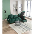 HOMEFUN Velvet/PU/Fabric Upholstered Tufted L-Shape Sectional Storage Convertible Sofa
