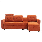 HOMEFUN Velvet/PU/Fabric Upholstered Tufted L-Shape Sectional Storage Convertible Sofa